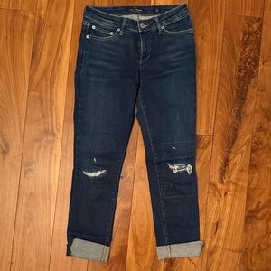 Lucky Brand Dark Blue Distressed Cropped Jeans